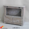 Vintage Farm Style 2 Tier Fir Wood Desktop Drawer Storage Cabinet